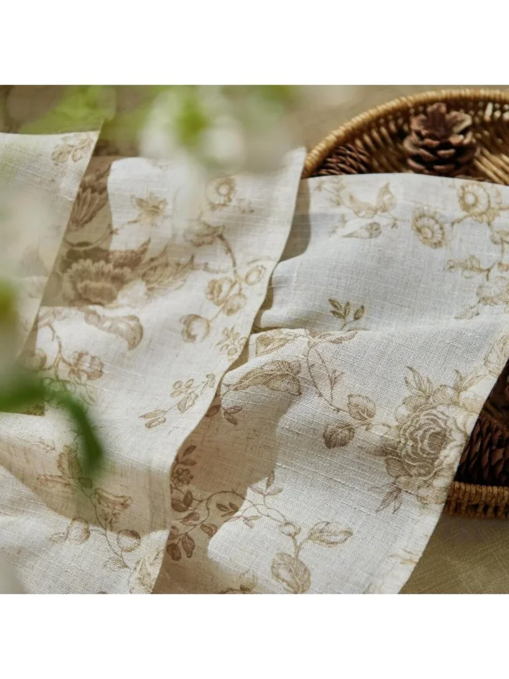 Ruffled Floral Valance Curtain - Shabby Chic Linen Window Treatment, 18